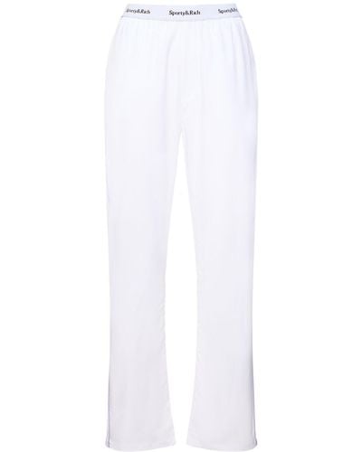 Sporty & Rich Pantalon de pyjama à logo - Blanc