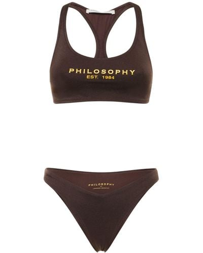 Philosophy Di Lorenzo Serafini Set bikini con logo - Marrone