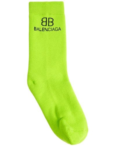 Balenciaga Logo Cotton Blend Socks - Green
