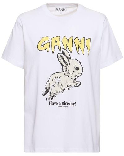 Ganni Bunny Basic Jersey Relaxed T-Shirt - White