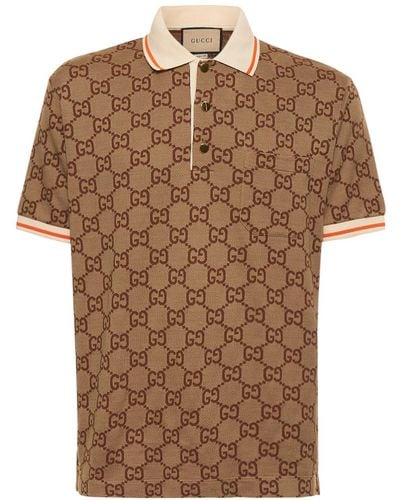 Gucci Maxi Gg シルク&コットンポロシャツ - ブラウン