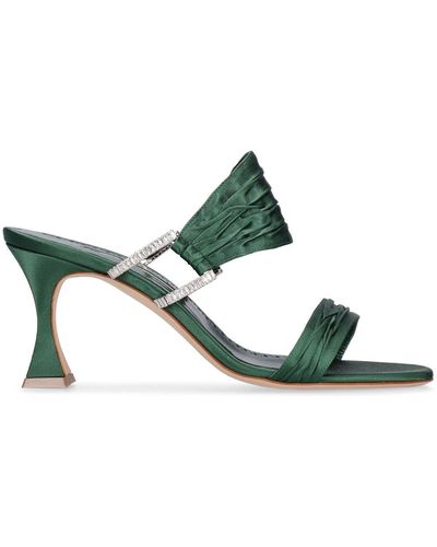 Manolo Blahnik 70Mm Chinap Satin Sandals - Green