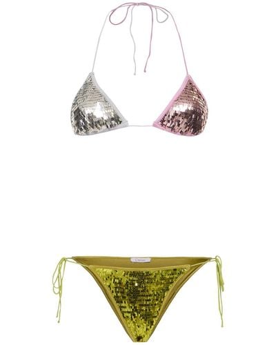 Oséree Microkini Sequined Triangle Bikini - Multicolour