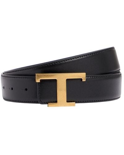 Tod's 3.5cm Reversible Logo Leather Belt - Blue
