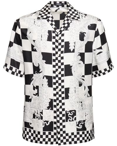 Versace Camisa de seda con manga corta - Blanco