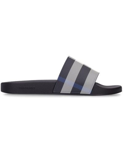 Burberry Furley Check Slide Sandals - White