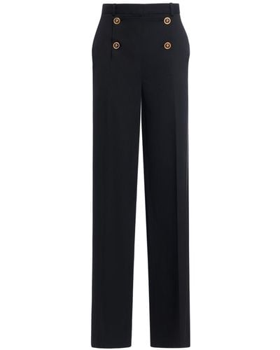 Versace Pantalones rectos de lana stretch - Negro