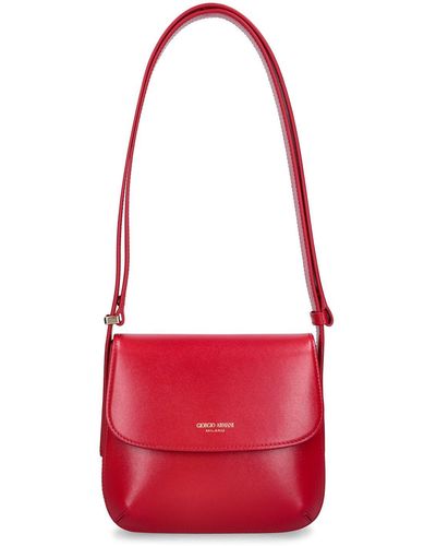 Giorgio Armani La Prima Leather Shoulder Bag - Red