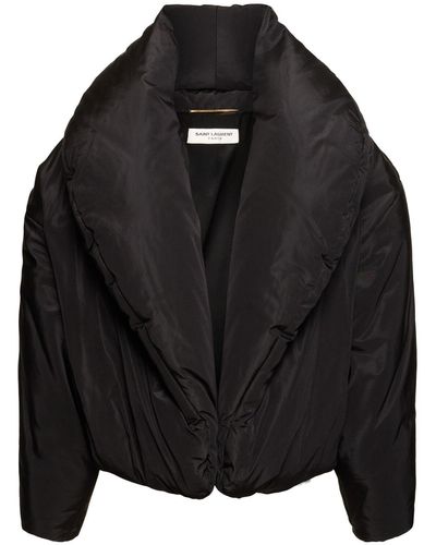 Saint Laurent Wattierte Jacke Aus Strukturiertem Leder - Schwarz