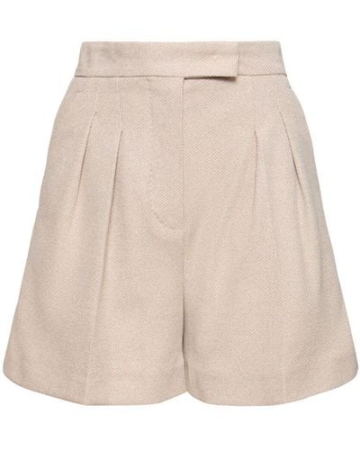 Max Mara Jessica Pleated Cotton Jersey Shorts - Natural