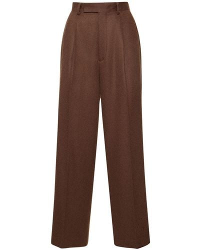 AURALEE Baby Camel Flannel Trousers - Brown