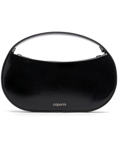 Coperni Small Sound Swipe Gloss Leather Bag - Black