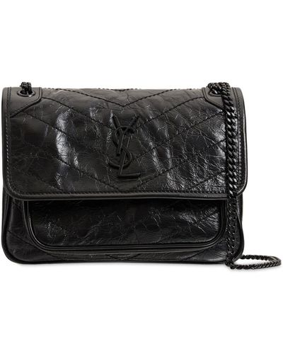 Saint Laurent Niki Monogram Vintage Effect Leather Bag - Black