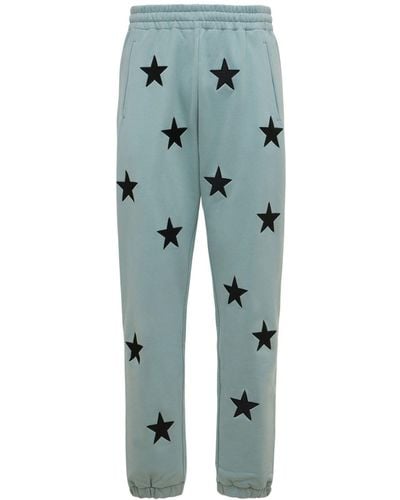 Unknown Star Embroidered Cotton Joggers - Blue
