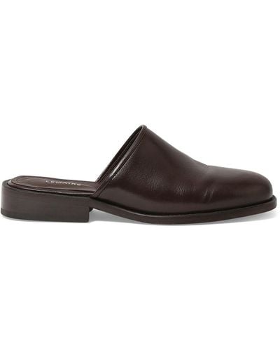 Lemaire Square Leather Mules - Brown
