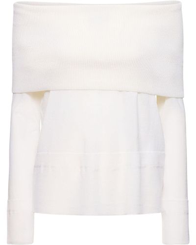 Max Mara Tiglio Wool Knit Long Sleeve Top - White