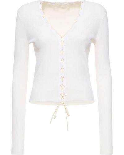 Dion Lee Knit Cotton Crepe Cardigan Top - White