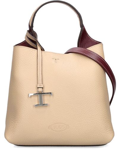 Tod's Micro Top Handle Leather Bag - Natural