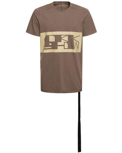 Rick Owens T-shirt Aus Baumwolljersey Mit Druck "level T" - Natur