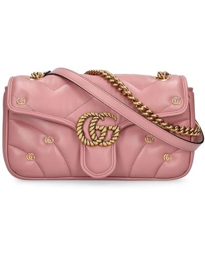 Gucci Small gg Marmont Leather Shoulder Bag - Pink