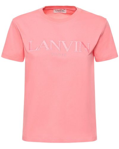 Lanvin Cotton Embroidered Logo Crewneck T-shirt - Pink