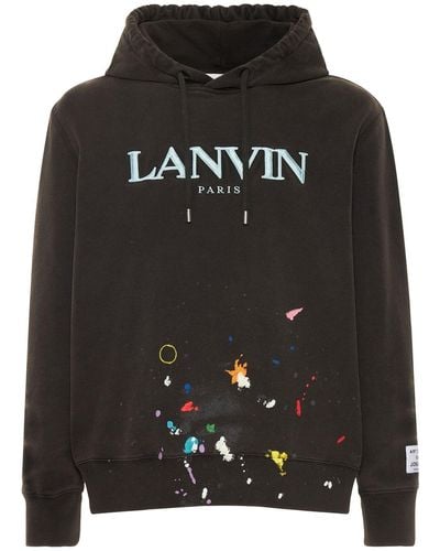 GALLERY DEPT. Logo Hand Painted Washed Cotton Hoodie - Black