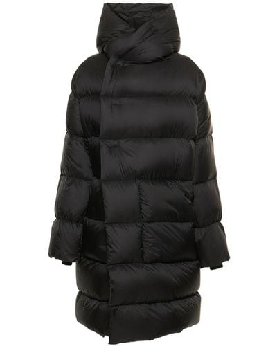 Rick Owens Ls Hooded Liner Long Down Coat - Black