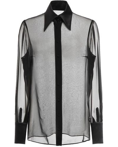 Dolce & Gabbana Camicia in chiffon di seta trasparente - Nero