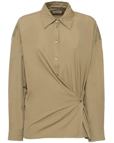 Lemaire Straight Collar Cotton & Silk Shirt - Natural