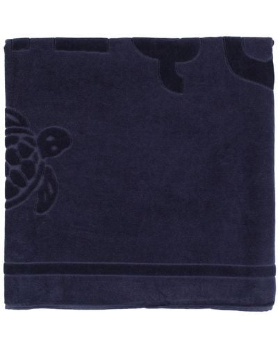 Vilebrequin Logo Organic Cotton Jacquard Beach Towel - Blue