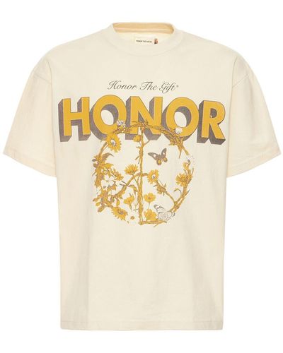 Honor The Gift T-shirt Honor Peace In Jersey Di Cotone Con Stampa - Bianco