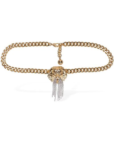 Balmain Lion Chain Belt W/ Crystals - Metallic