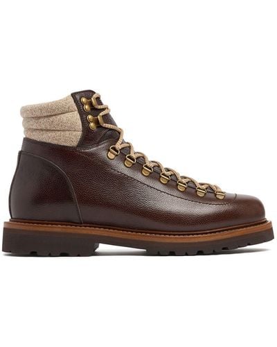 Brunello Cucinelli Lace-up Leather Hiking Boots - Brown