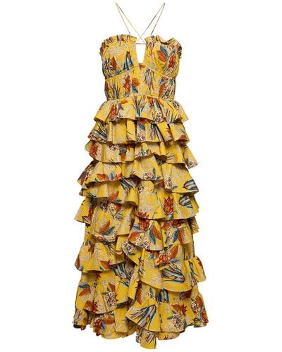 Ulla Johnson Josefine Printed Cotton Midi Dress - Yellow