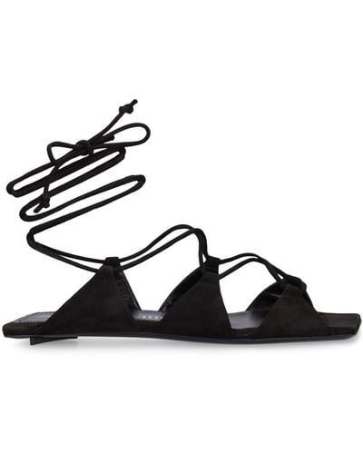The Attico 5Mm Reneè Suede Flat Sandals - Black
