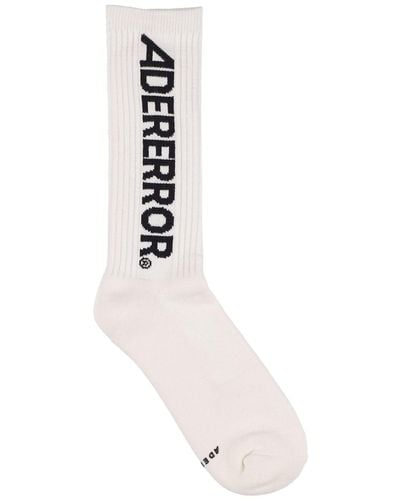 Adererror Logo Intarsia Cotton Blend Socks - White