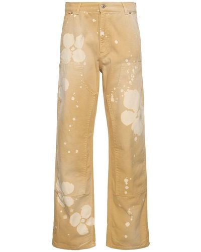 MSGM Printed Cotton Jeans - Natural
