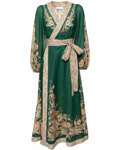 Zimmermann Vestido midi Devi de algodon estampado - Verde