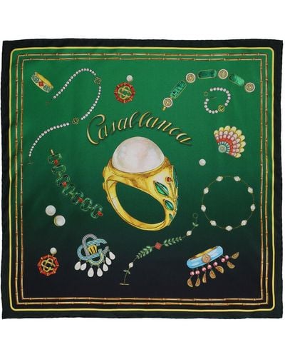 Casablancabrand La Boite A Bijoux Print Silk Scarf - Green