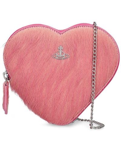 Vivienne Westwood Heart Ponyhair Crossbody Bag - Pink