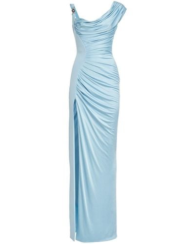 Versace Draped Jersey Gown - Blue