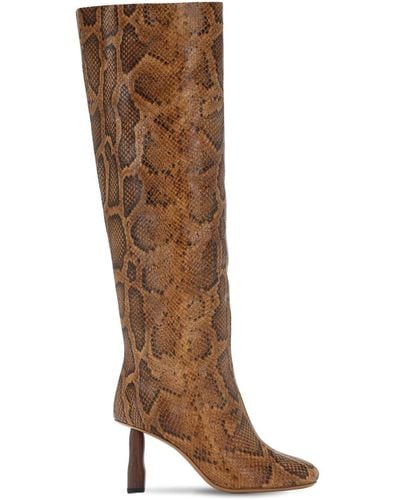 Rejina Pyo 80mm Snake Print Leather Tall Boots - Brown
