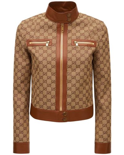 Gucci Leather jacket with monogram, Women's Clothing