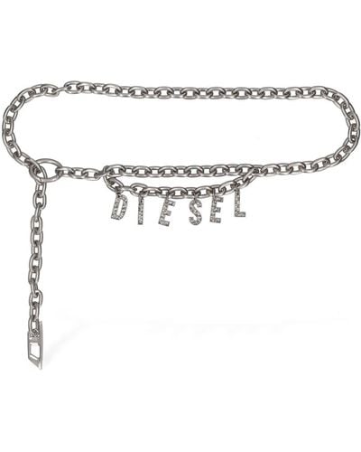 DIESEL B-Charm Embellished Metallic Belt