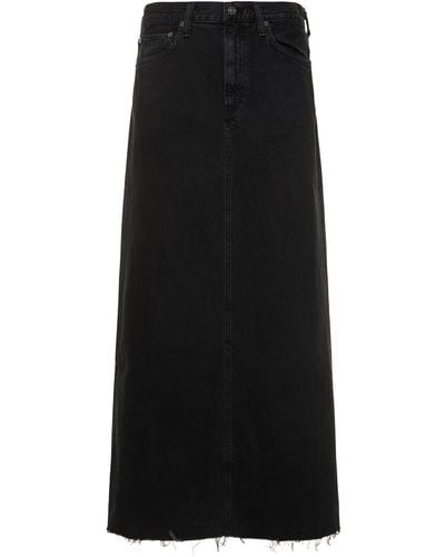 Agolde Hilla Cotton Denim Long Skirt - Black