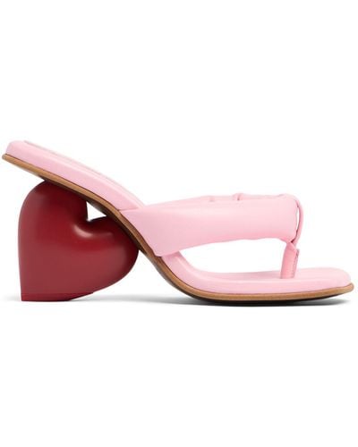 Yume Yume 80mm Hohe Sandaletten Aus Leder "love" - Pink