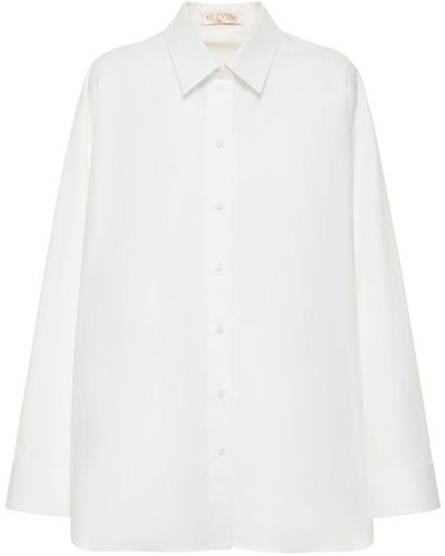 Valentino Robe-chemise courte en popeline de coton - Blanc