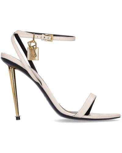 Tom Ford 105Mm Padlock Leather Sandals - White