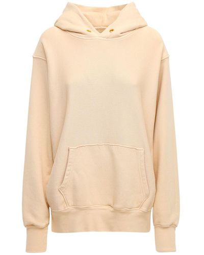 Les Tien Cropped Cotton Sweatshirt Hoodie - Natural