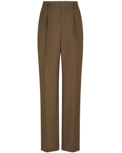 Lemaire One Pleat Cotton Pants - Brown